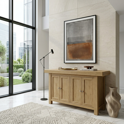 Solid Wood Console Table with Cabinet Doors – Modern Entryway Storage Sideboard - view 2 of 7