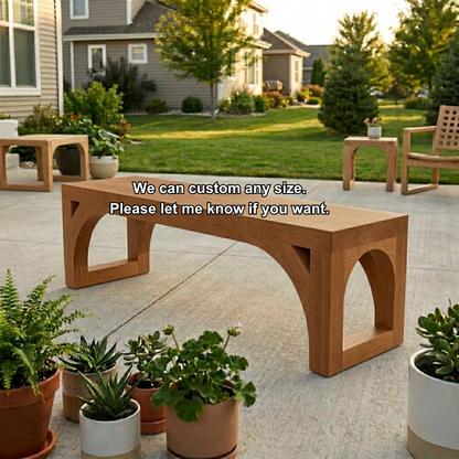 Solid Wood Outdoor Bench with Arched Base and Minimalist Rectangular Design - view 7 of 7