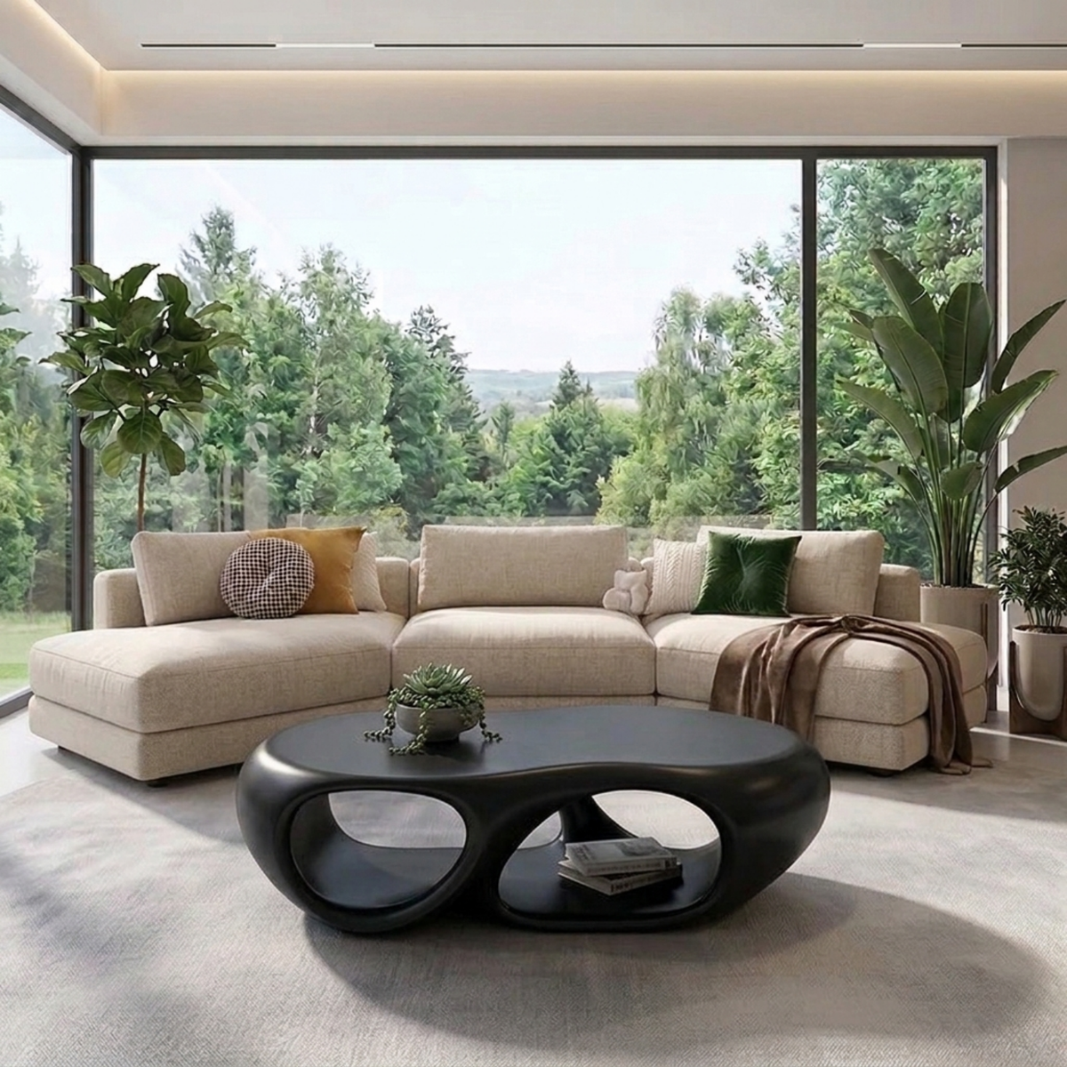 Sculptural Solid Wood Coffee Table – Modern Organic Living Room Center Table - view 5 of 8