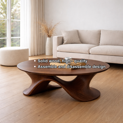 Sculptural Solid Wood Coffee Table – Modern Twisted Design Living Room Centerpiece - view 7 of 8