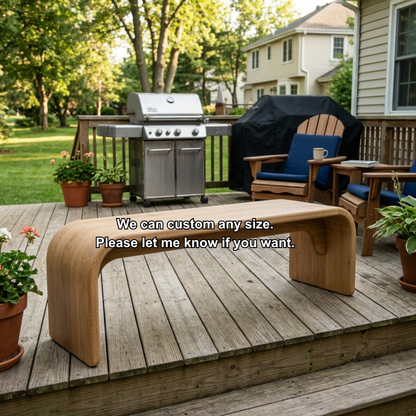 Solid Wood Outdoor Bench with Curved Waterfall Design and Minimalist Profile - view 7 of 7