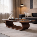 Minimalist Solid Wood Coffee Table with Sleek Curved Base – Modern Living Room Style - view 8 of 9
