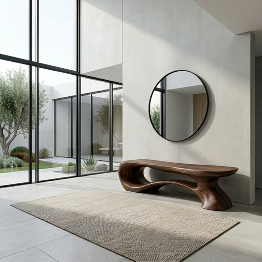 Live Edge Sculptural Solid Wood Entryway Bench – Organic Modern Statement Piece - view 1 of 7