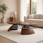 Solid Wood Oval Coffee Table – Sculptural Modern Living Room Center Table - view 6 of 7
