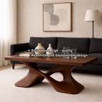 Elegant Solid Wood Coffee Table with Curved Base – Modern Living Room Decor - view 8 of 9