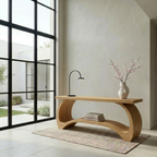 Sculptural Solid Wood Console Table with Curved Base – Modern Statement Entryway Table - view 2 of 7