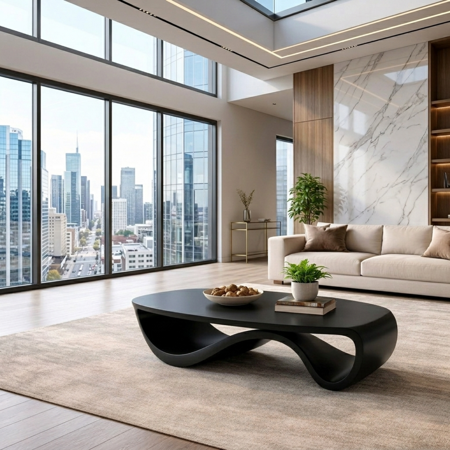 Sculptural Solid Wood Coffee Table – Modern Organic Living Room Center Table - view 5 of 8