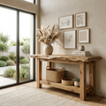 Live Edge Solid Wood Console Table with Shelf – Rustic Natural Entryway Table - view 1 of 7