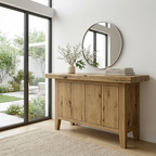 Solid Wood Console Table with Cabinet Storage – Modern Rustic Entryway Sideboard - view 3 of 7
