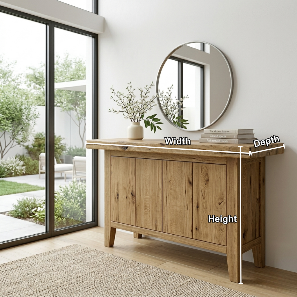 Solid Wood Console Table with Cabinet Storage – Modern Rustic Entryway Sideboard - view 5 of 7