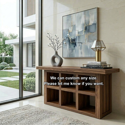 Solid Wood Console Table with Open Cubby Storage – Rustic Modern Entryway Table - view 7 of 7