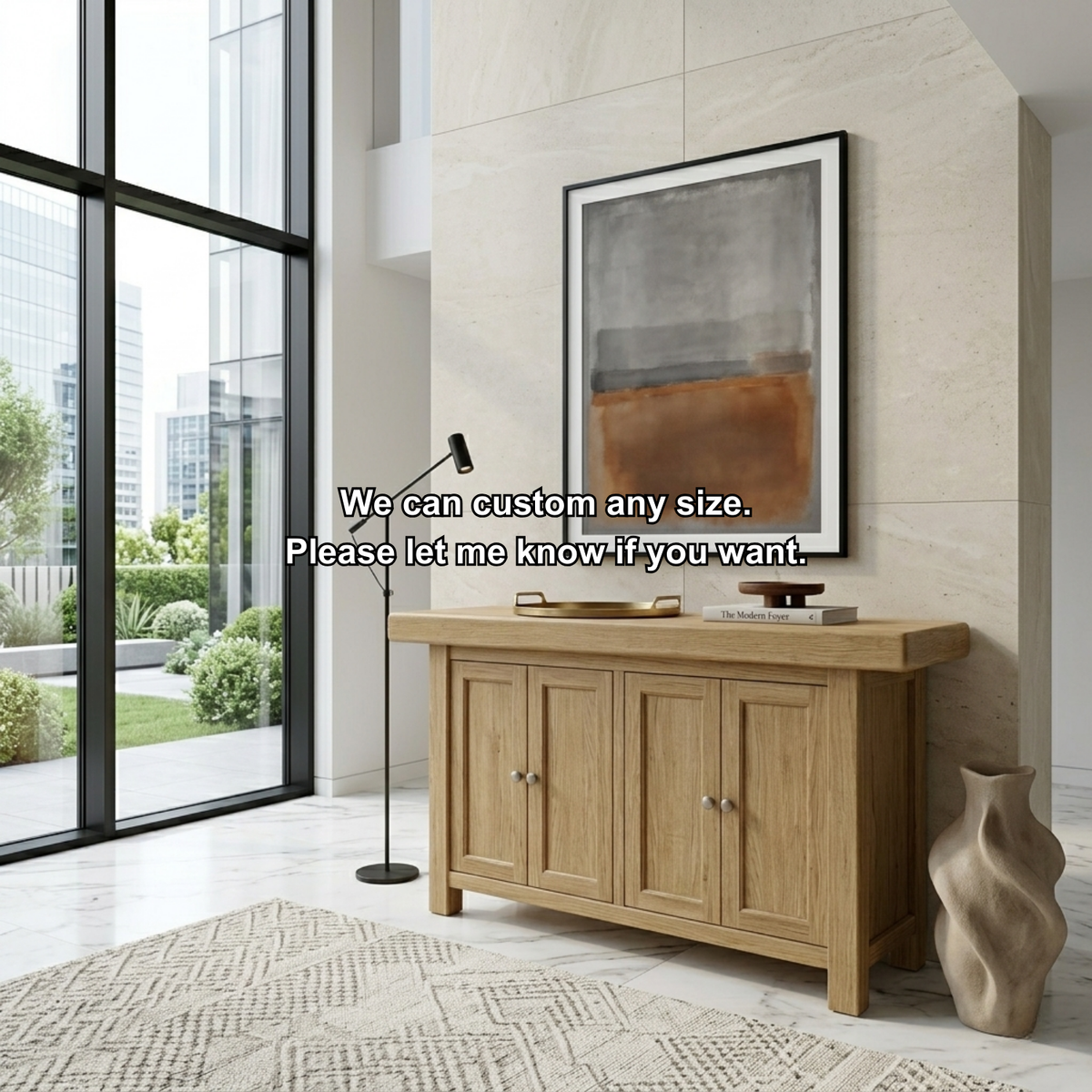 Solid Wood Console Table with Cabinet Doors – Modern Entryway Storage Sideboard - view 7 of 7