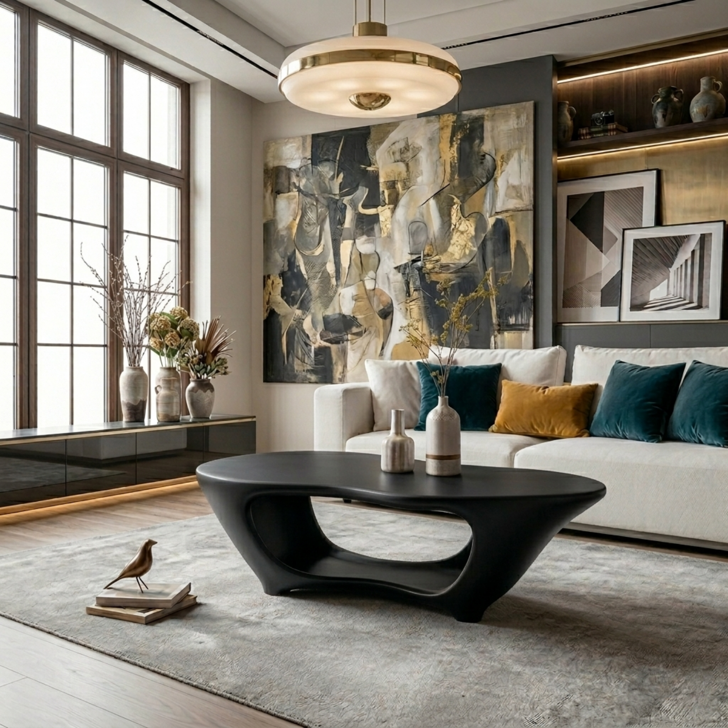 Sculptural Solid Wood Coffee Table – Modern Organic Living Room Center Table - view 5 of 8