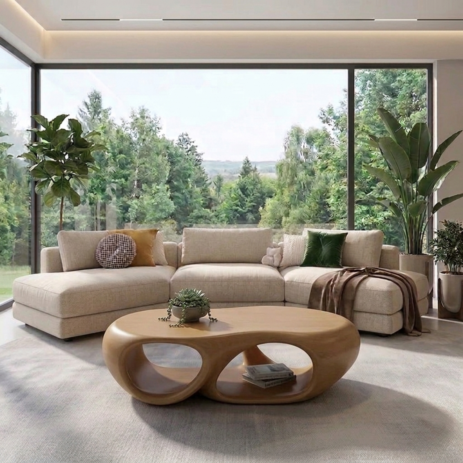 Sculptural Solid Wood Coffee Table – Modern Organic Living Room Center Table - view 3 of 8