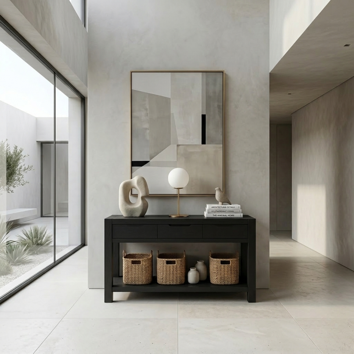 Solid Wood Console Table with Drawers and Shelf – Modern Minimalist Entryway Table - view 4 of 7