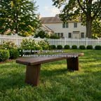 Solid Wood Outdoor Bench with Minimalist Slab Seat and Tapered Block Legs - view 6 of 7