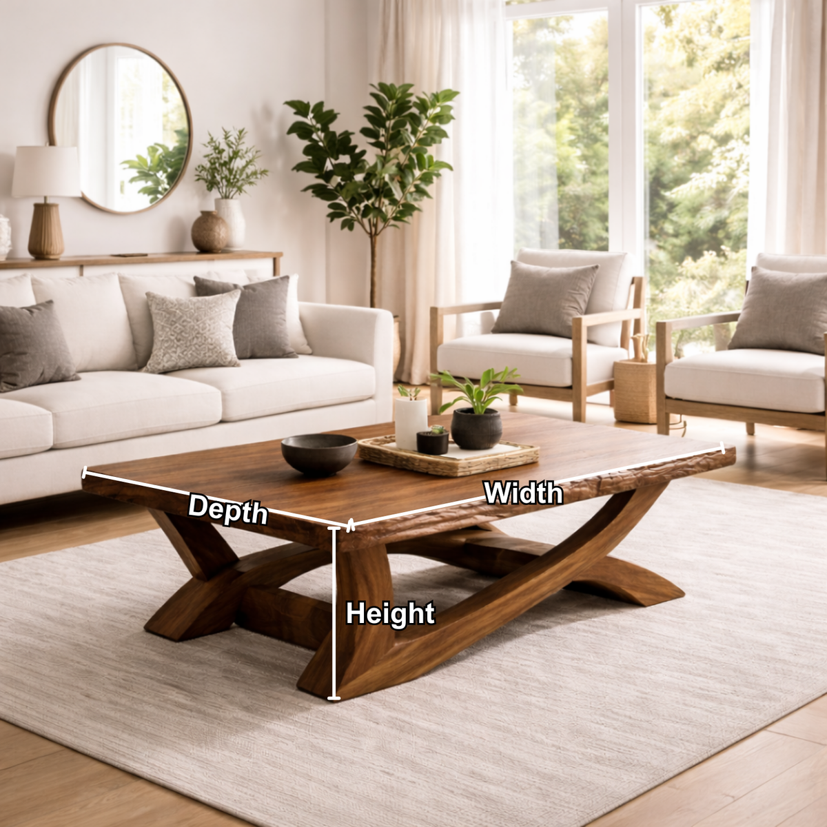 Rustic Solid Wood Coffee Table with Live Edge Design – Natural Charm for Living Rooms - view 6 of 8