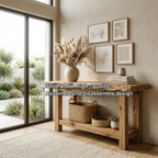 Live Edge Solid Wood Console Table with Shelf – Rustic Natural Entryway Table - view 6 of 7