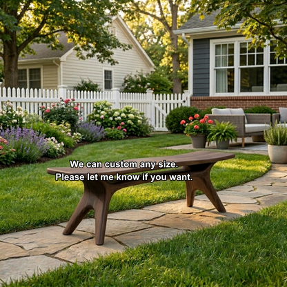 Solid Wood Outdoor Bench with Sculptural Tapered Legs and Floating Seat Design - view 8 of 8