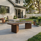Solid Wood Outdoor Bench Minimalist Slab Seat with Block Leg Base Design - view 6 of 7
