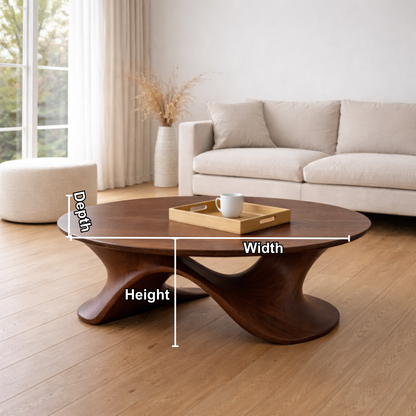 Sculptural Solid Wood Coffee Table – Modern Twisted Design Living Room Centerpiece - view 6 of 8