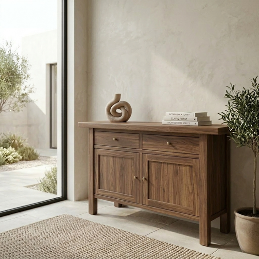 Solid Wood Console Table with Drawers and Cabinet – Classic Modern Entryway Sideboard - view 1 of 7