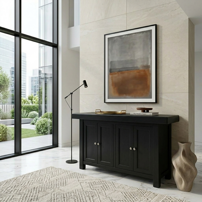 Solid Wood Console Table with Cabinet Doors – Modern Entryway Storage Sideboard - view 4 of 7