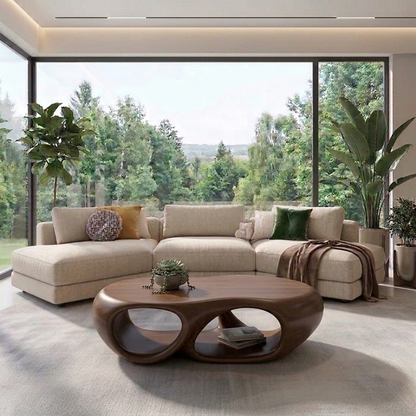 Sculptural Solid Wood Coffee Table – Modern Organic Living Room Center Table - view 2 of 8