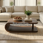 Modern Solid Wood Coffee Table with Curved Base and Storage Shelf for Living Room - view 10 of 10
