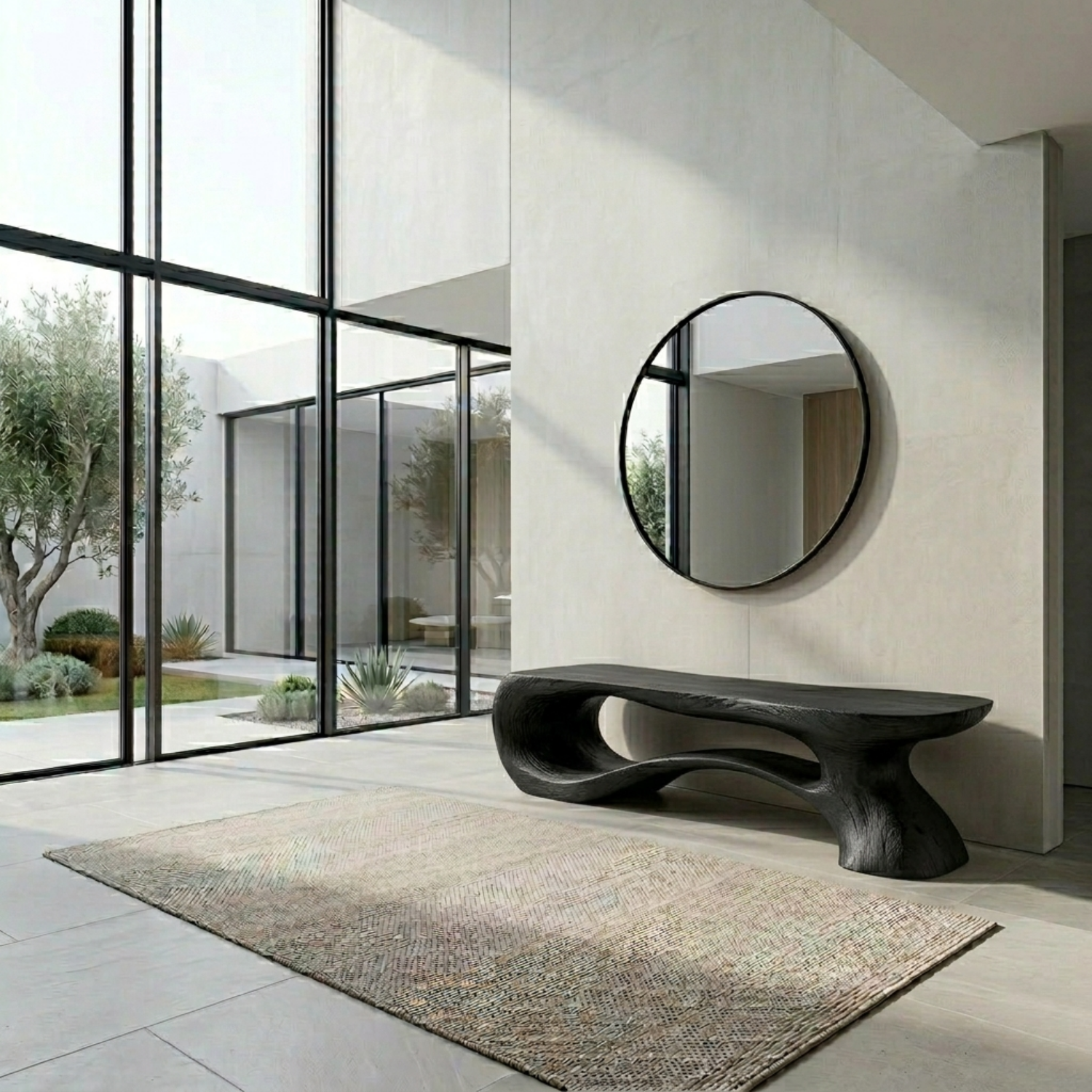 Live Edge Sculptural Solid Wood Entryway Bench – Organic Modern Statement Piece - view 4 of 7
