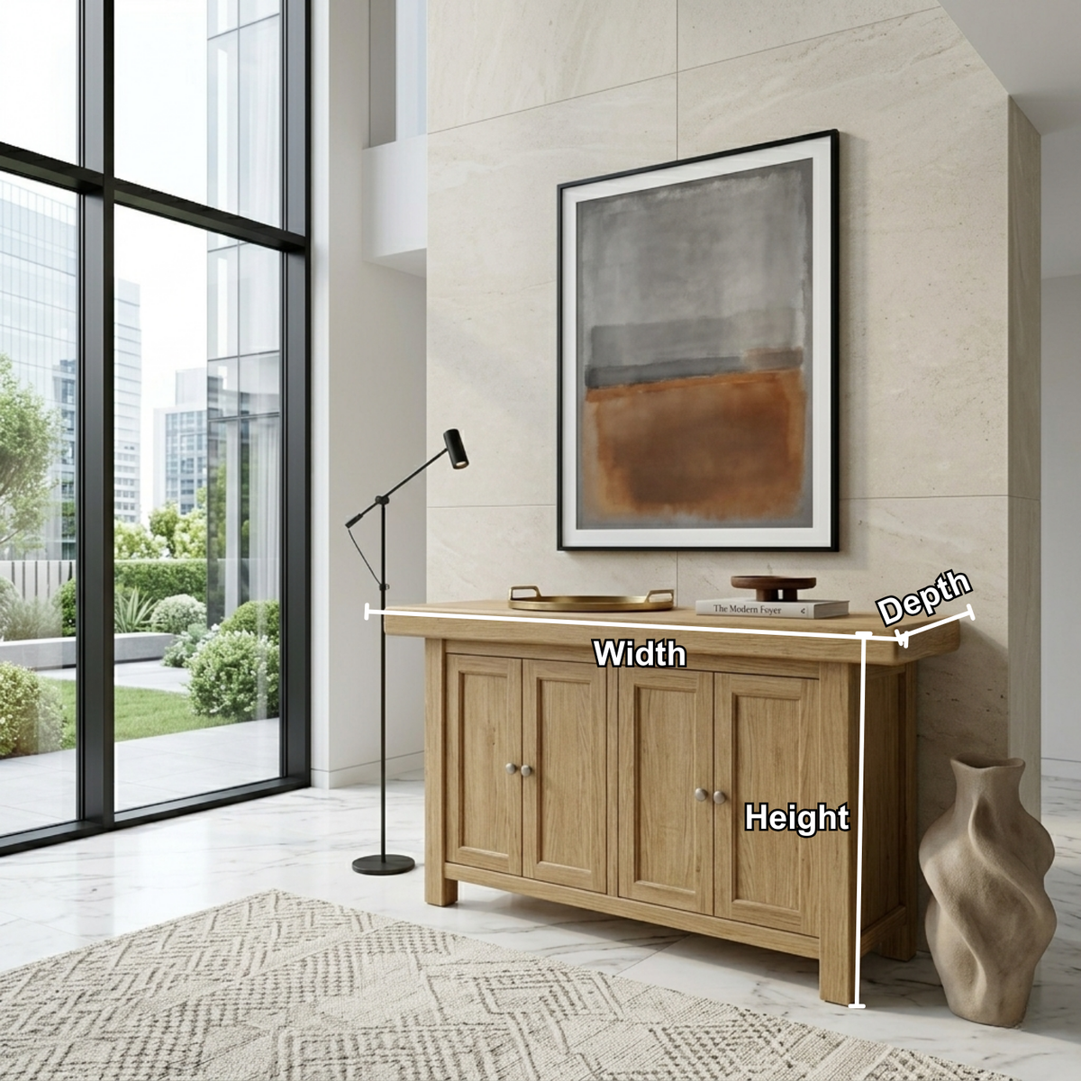 Solid Wood Console Table with Cabinet Doors – Modern Entryway Storage Sideboard - view 6 of 7