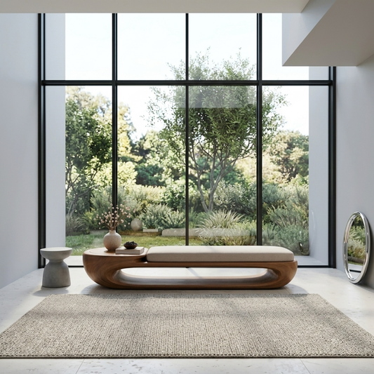 Organic Curved Solid Wood Entryway Bench with Sculptural Open Base Design - view 1 of 9
