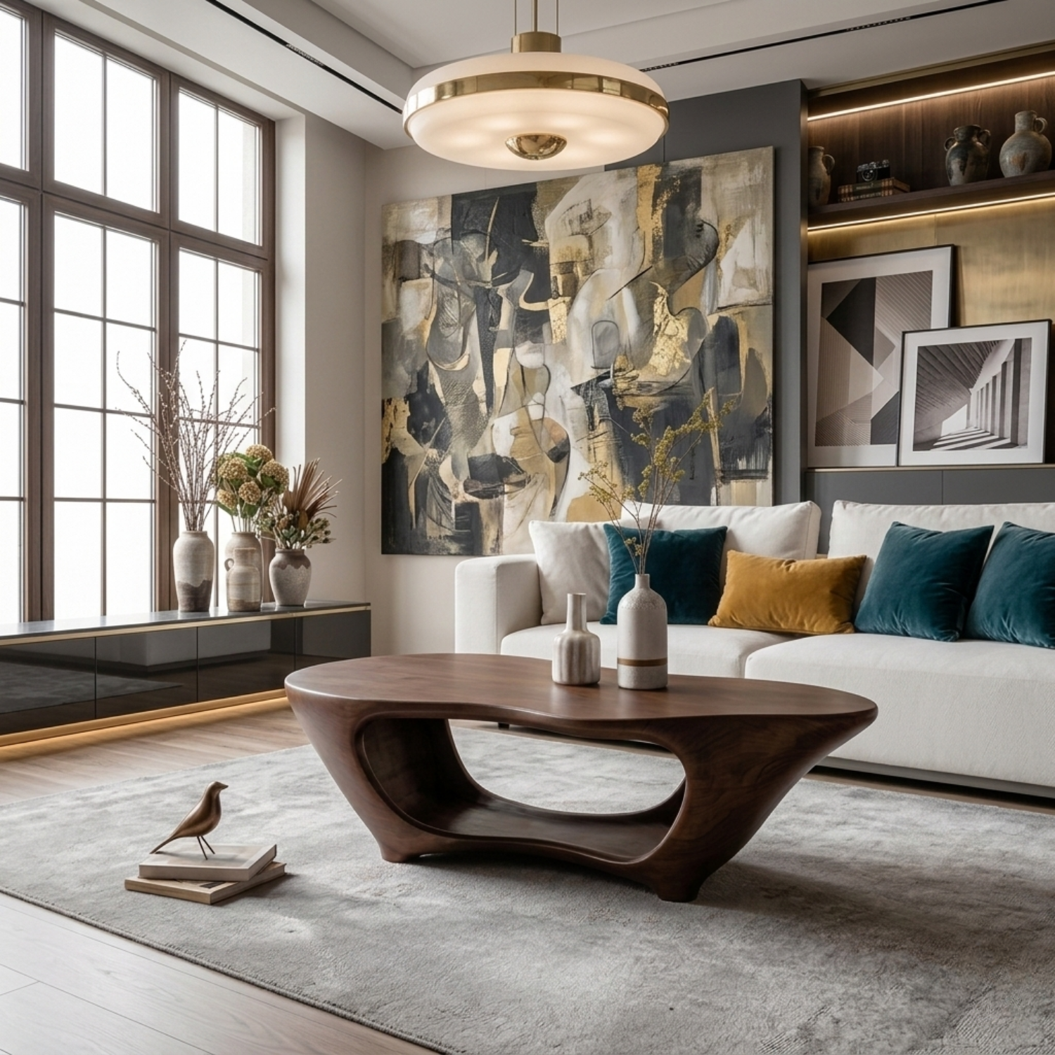 Sculptural Solid Wood Coffee Table – Modern Organic Living Room Center Table - view 3 of 8