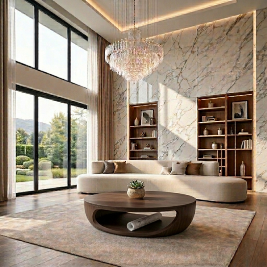 Solid Wood Round Coffee Table with Open Base – Modern Sculptural Living Room Table - view 1 of 8