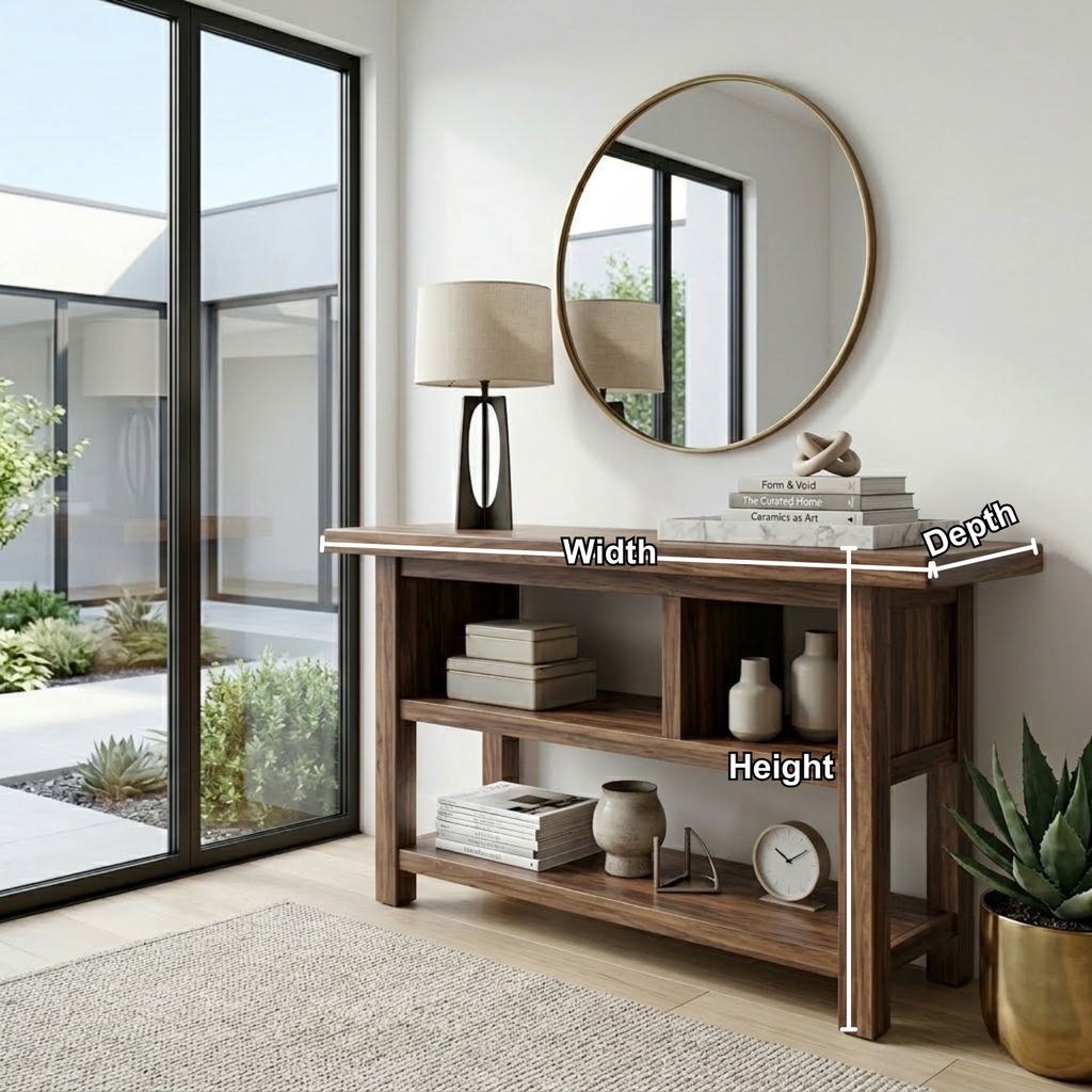 Solid Wood Console Table with Open Shelves – Modern Minimalist Entryway Display Table - view 5 of 7