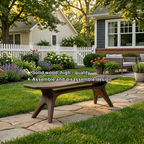 Solid Wood Outdoor Bench with Sculptural Tapered Legs and Floating Seat Design - view 7 of 8
