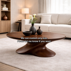 Modern Solid Wood Coffee Table with Sculptural Base – Contemporary Round Coffee Table - view 8 of 8