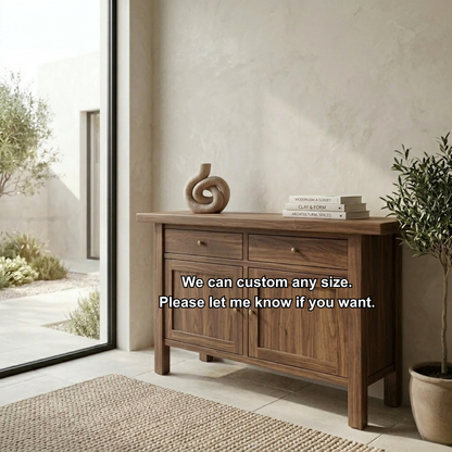 Solid Wood Console Table with Drawers and Cabinet – Classic Modern Entryway Sideboard - view 7 of 7