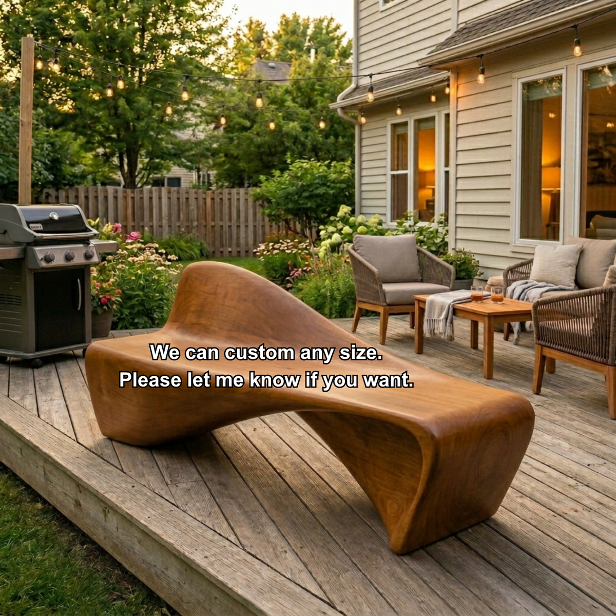 Solid Wood Outdoor Bench Sculptural Lounge Style with Ergonomic Curved Seat - view 7 of 7