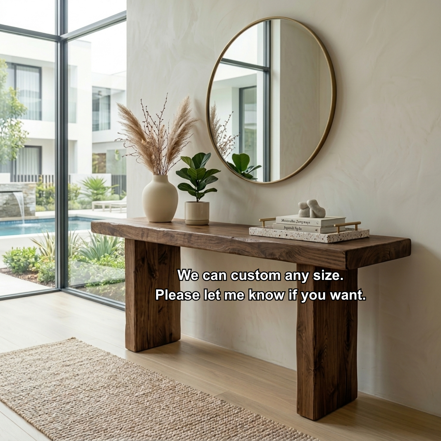 Minimal Solid Wood Console Table with Thick Block Legs – Modern Rustic Entryway Table - view 7 of 7