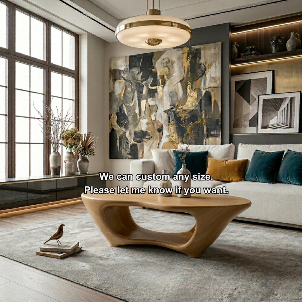 Sculptural Solid Wood Coffee Table – Modern Organic Living Room Center Table - view 7 of 8
