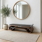 Wave Curve Solid Wood Entryway Bench with Sculptural Base – Modern Organic Style - view 5 of 7
