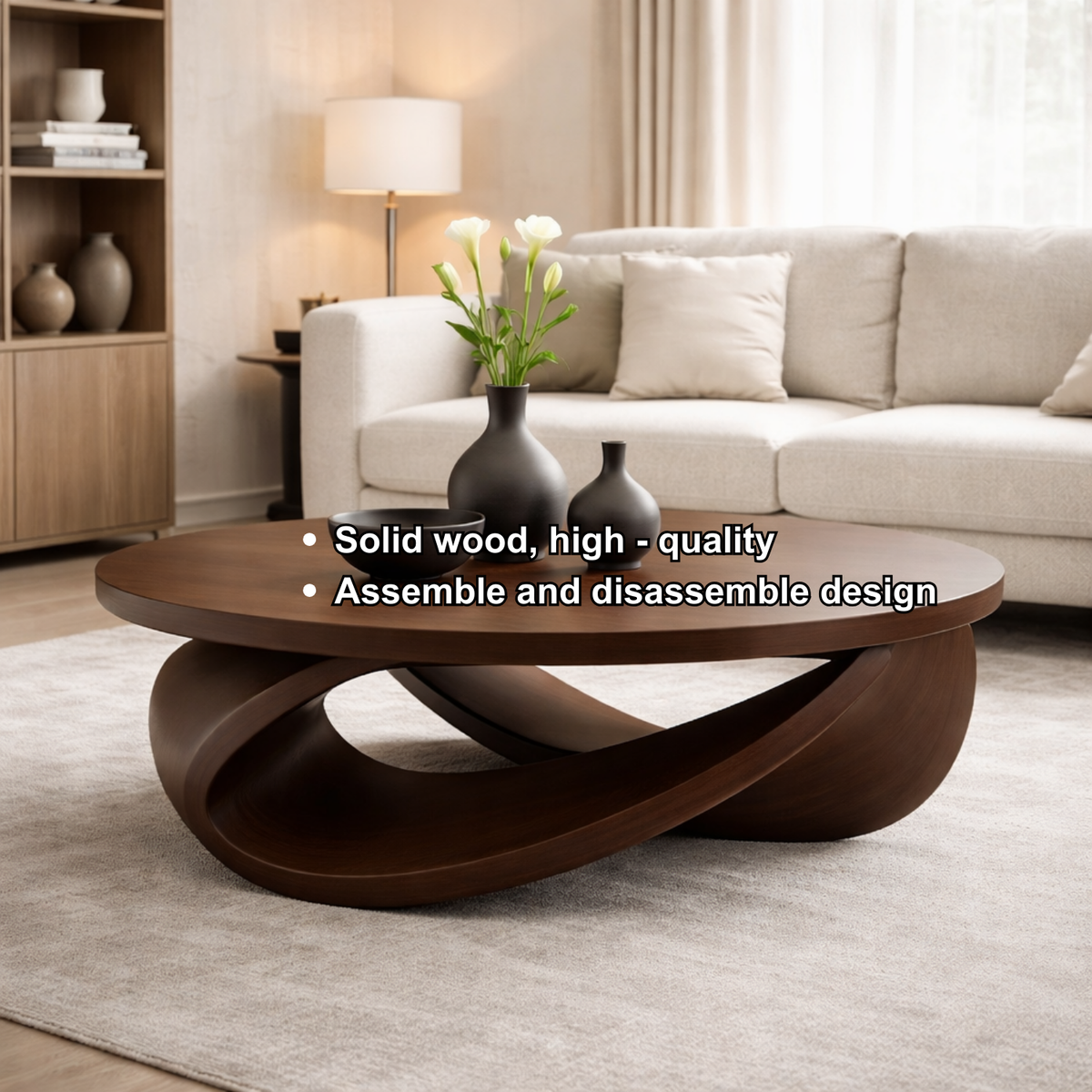Sculptural Solid Wood Coffee Table – Modern Elegant Design for Living Rooms - view 8 of 9