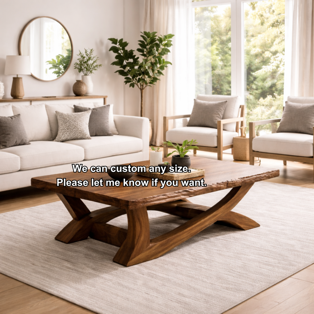 Rustic Solid Wood Coffee Table with Live Edge Design – Natural Charm for Living Rooms - view 8 of 8