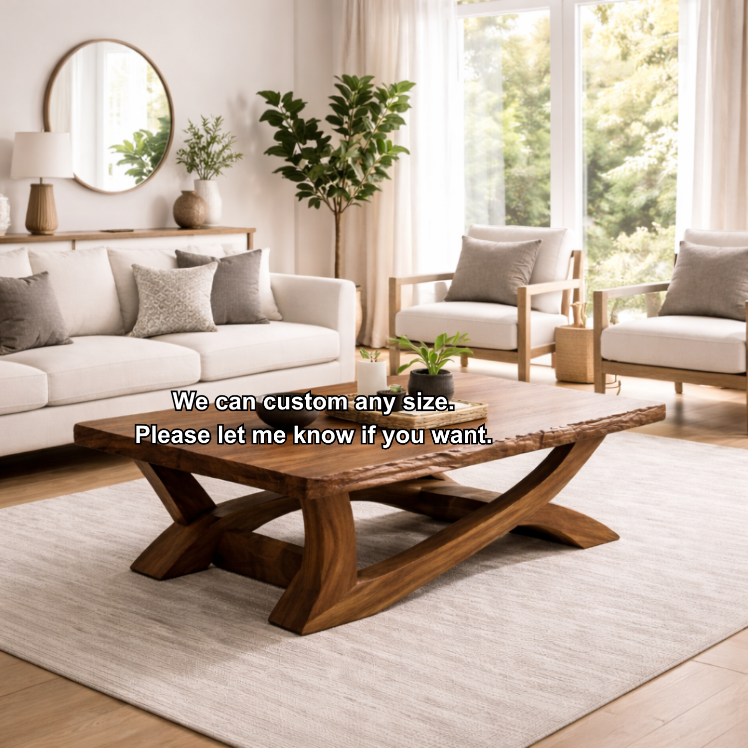 Rustic Solid Wood Coffee Table with Live Edge Design – Natural Charm for Living Rooms - view 8 of 8