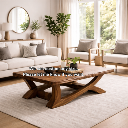 Rustic Solid Wood Coffee Table with Live Edge Design – Natural Charm for Living Rooms - view 8 of 8
