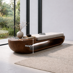 Organic Curved Solid Wood Entryway Bench with Sculptural Open Base Design - view 7 of 9