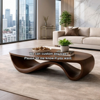 Sculptural Solid Wood Coffee Table – Modern Organic Living Room Center Table - view 8 of 8