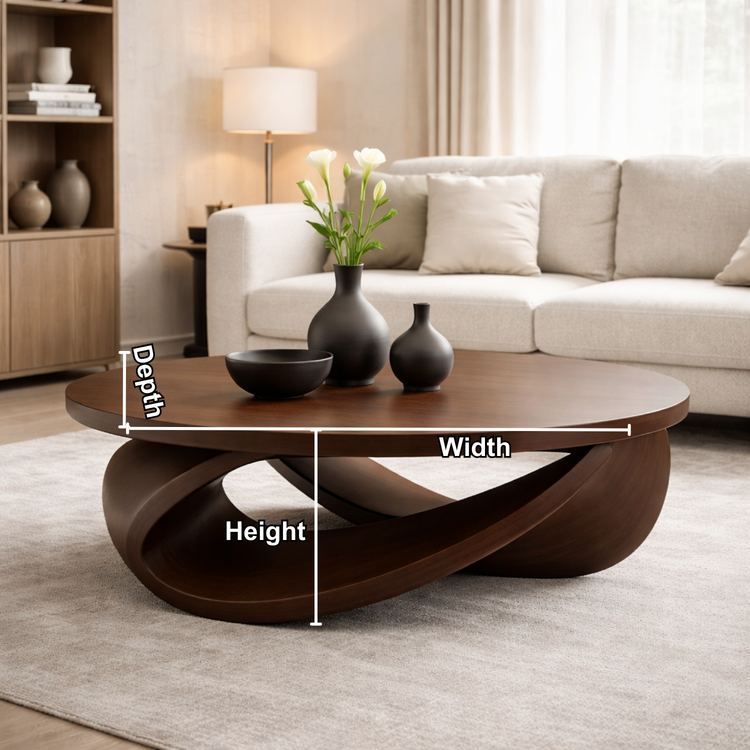 Sculptural Solid Wood Coffee Table – Modern Elegant Design for Living Rooms - view 7 of 9