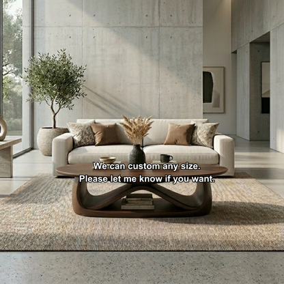 Solid Wood Coffee Table with Sculptural Base – Modern Minimalist Living Room Table - view 8 of 8